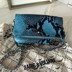 Zadig & Voltaire Rock Nano blue reptile Cross body bag